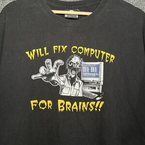 Y2K‎ Rare  Jinx "Will Fix Computer For Brains!!" Shirt Size XL